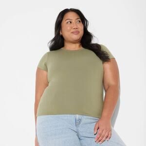 Wild Fable Women's Short Sleeve Crewneck ButterBliss T-Shirt Size 2X Sage Green